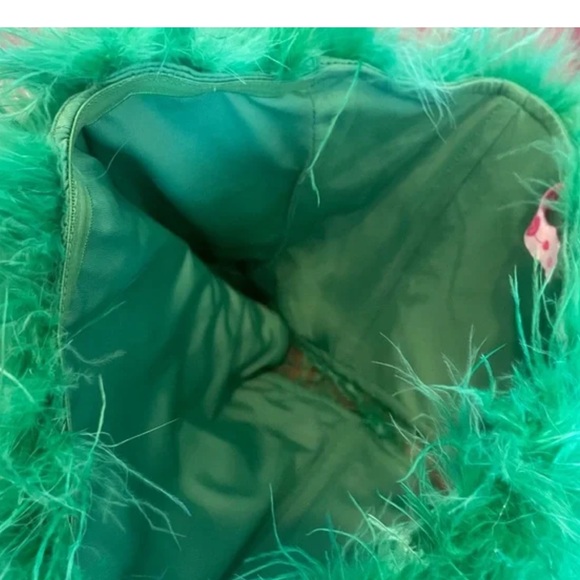 Buddy Love- SZ S Green Fancy Strapless Feather Crop Top - Picture 5 of 9